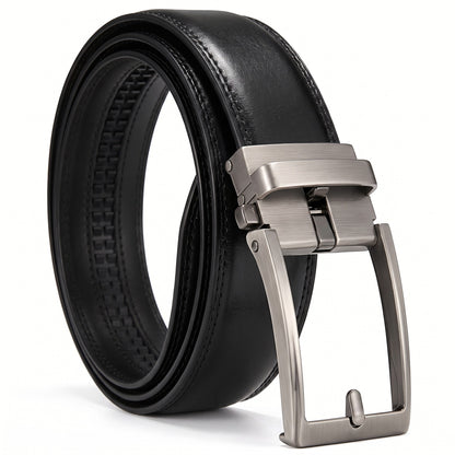 Ceinture en cuir noir sans trous à boucle automatique Somnalis