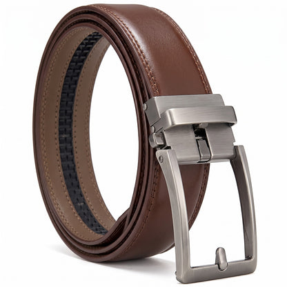Ceinture en cuir marron foncé sans trous à boucle automatique