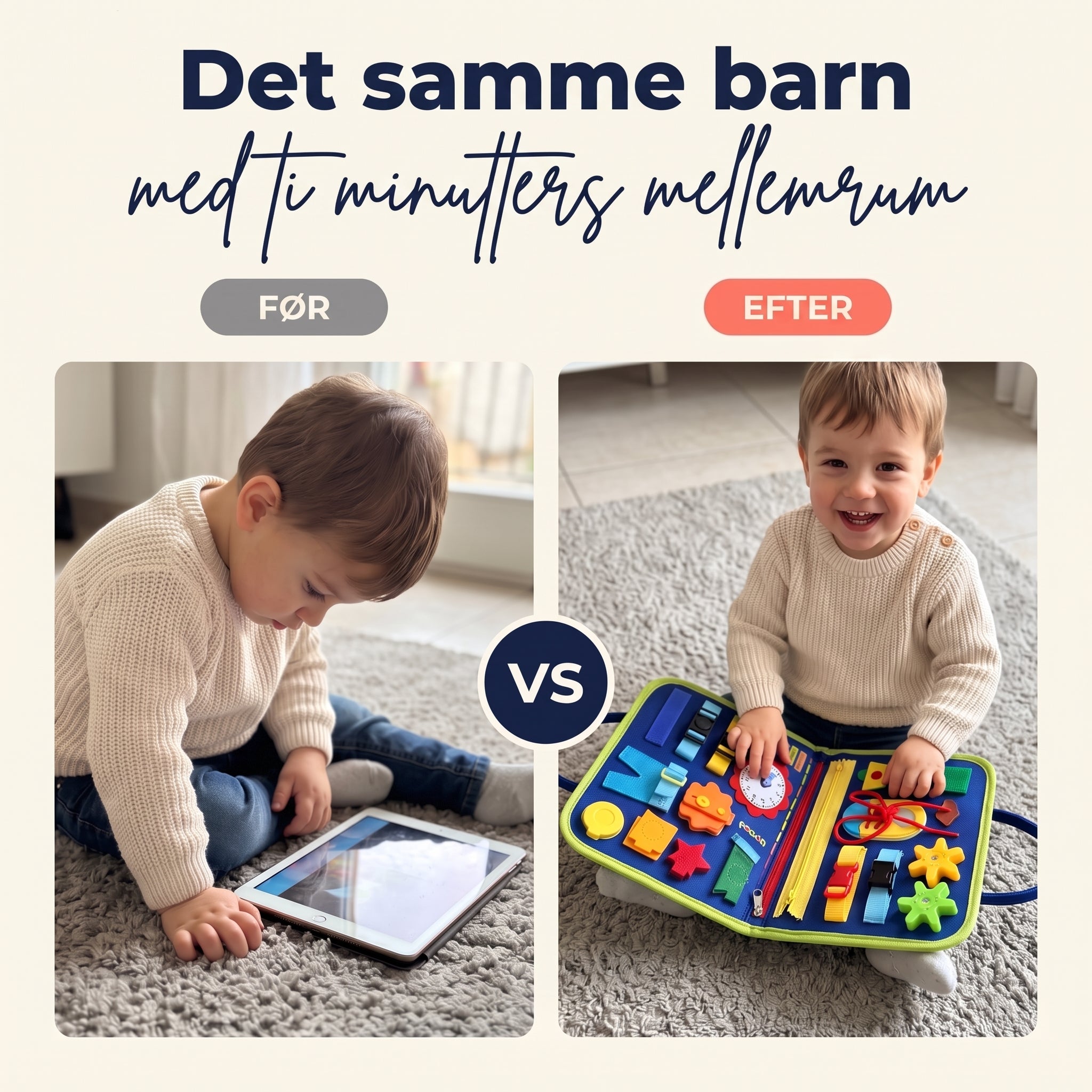 Før med tablet, efter med busy board