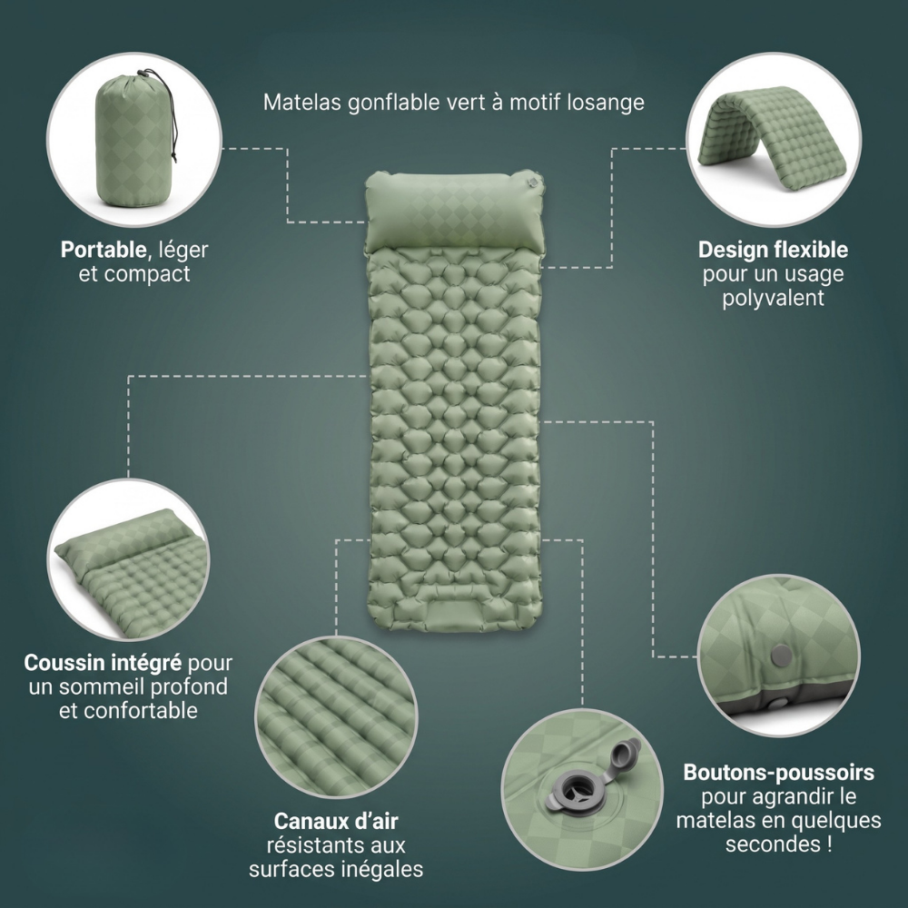Matelas pneumatique compact et ultra-léger Somanlis PRO